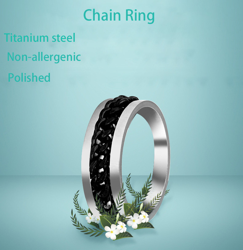 Bottle Opening Finger Ring Open Beer Ring Decompression Men's Rotatable Chain Titanium Steel Ring Jewellery