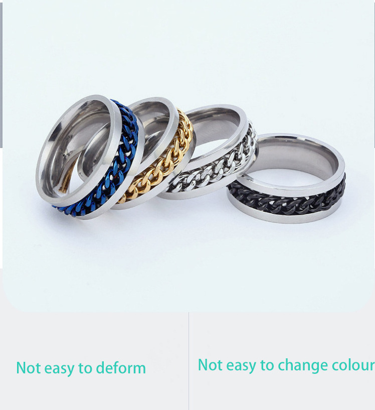 Bottle Opening Finger Ring Open Beer Ring Decompression Men's Rotatable Chain Titanium Steel Ring Jewellery