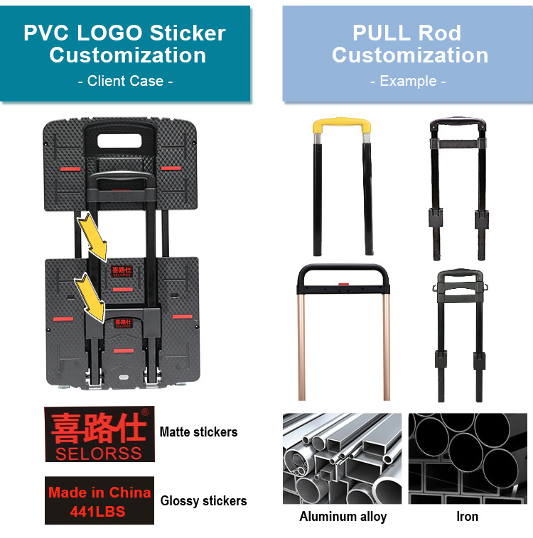 6 Foldable Wheels Folding Camping Trolley Cart Hand Cart Trolley with Folding Storage Box