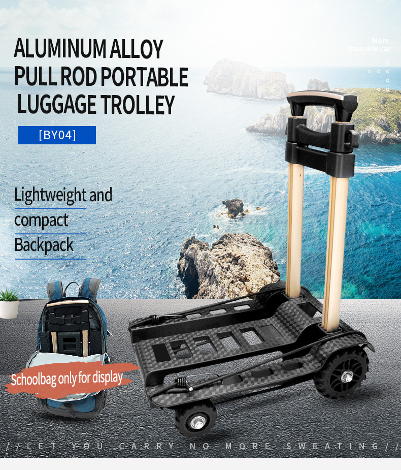 Multifunction Lightweight Foldable Luggage Trolley Cart Mini 4 Wheels Folding hand truck trolley