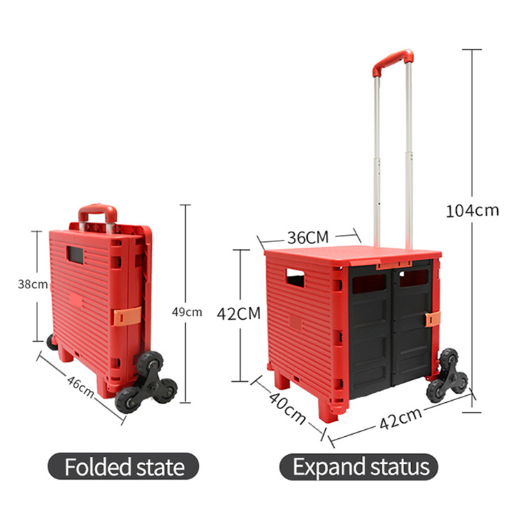 Factory Plastic Utility Folding 6 Wheel Stair Climbing Cart Roll Container Structure Trolleys