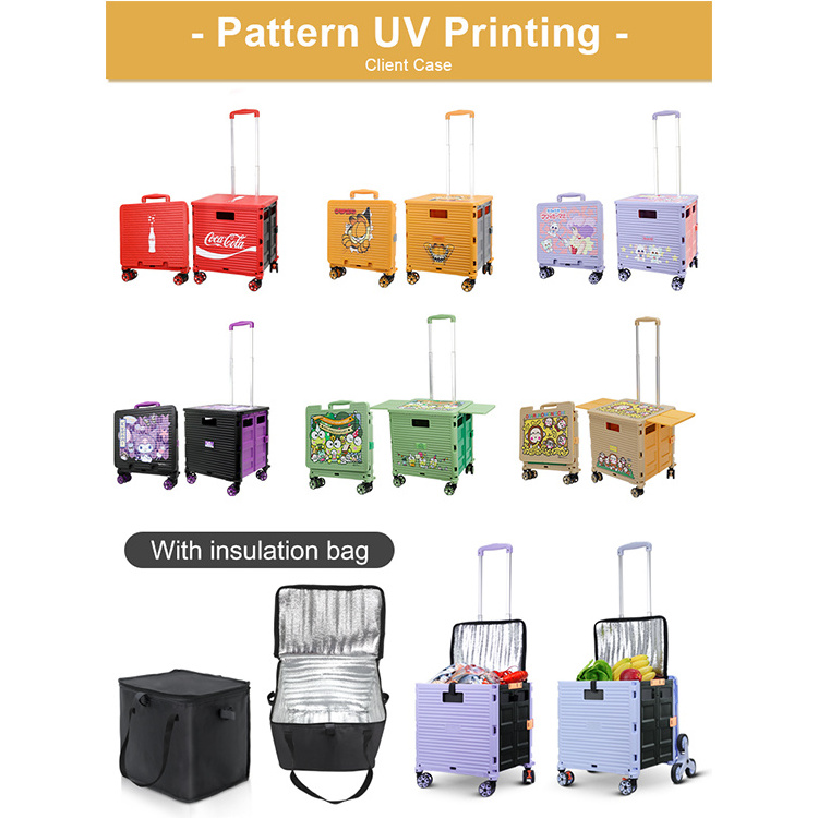 Impact-Resistant Engineering Pp Material Folding Shopping Cart PP Folding Trolley Luggage Cart