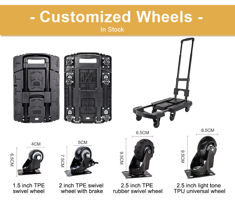 BAOYU Six Wheel 2.5 Inch Skateboard Wheel Folding Platform Trolley hand trolley wheel cart