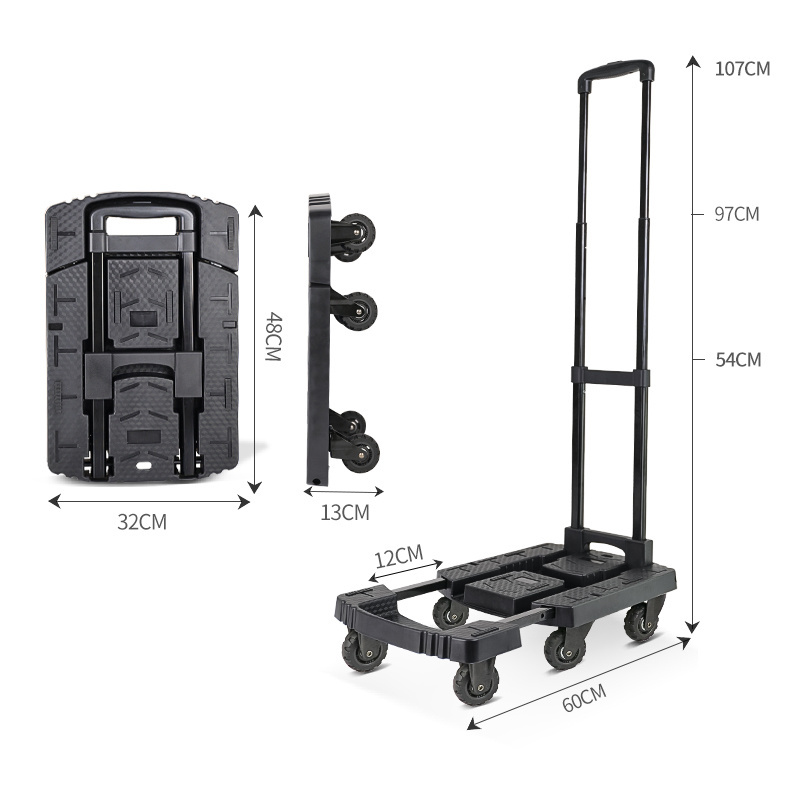 Foldable Trolley 200kg Plastic Folding Hand Truck Platform Trolley Cart Foldability Push Cart Fold Trolley Cart