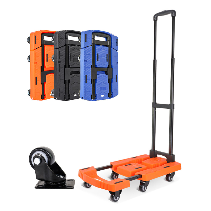 Baoyu Portable Folding Hand Truck 440 lbs Heavy Duty Luggage Cart 6 Rotate Wheels Utility Cart Adjustable Handle  Luggage cart