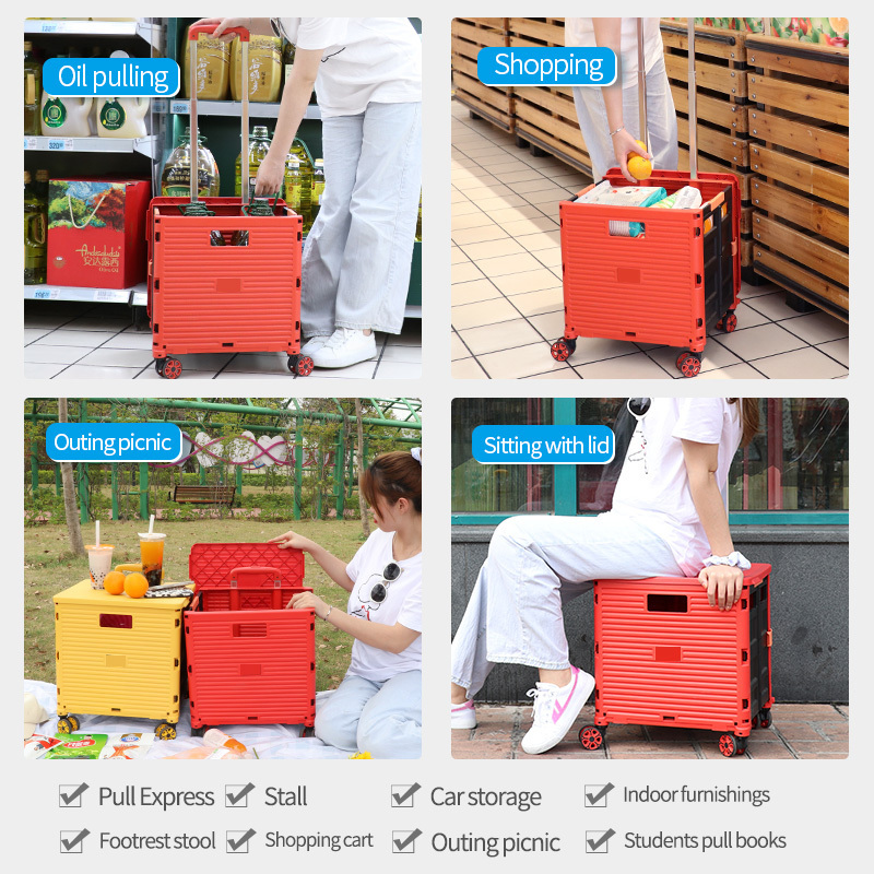 Shopping Cart Handle Cover Storage Boxes Trolley Tyre Trolley Shopping Foldable Cart Hand Trolley