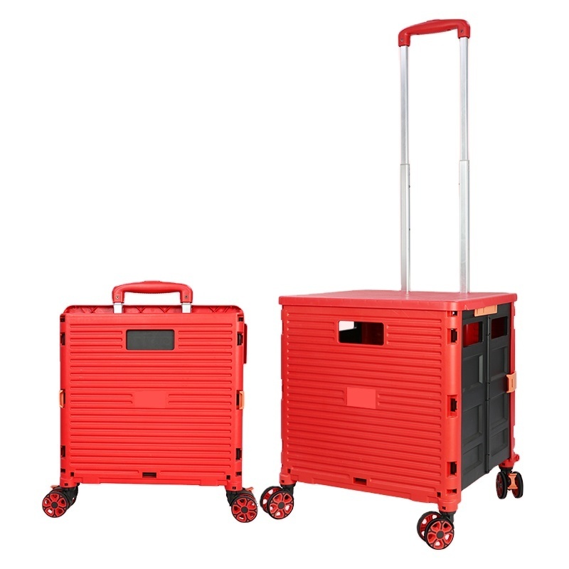 Impact-Resistant Engineering Pp Material Folding Shopping Cart PP Folding Trolley Luggage Cart