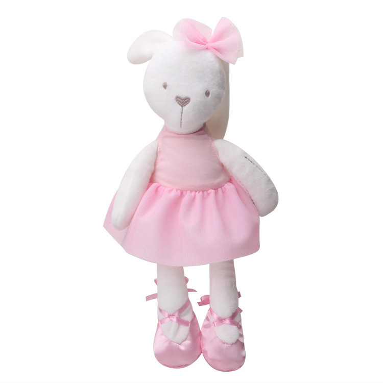 White long leg rabbit plush doll soft toy stuffed animals with Pink skirt Ballet Rabbit B021V