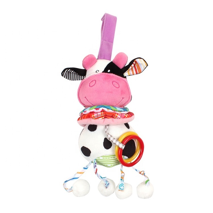 D116B Dolery Cow Reborn baby dolls Musical Pull Soft Hanging Toy