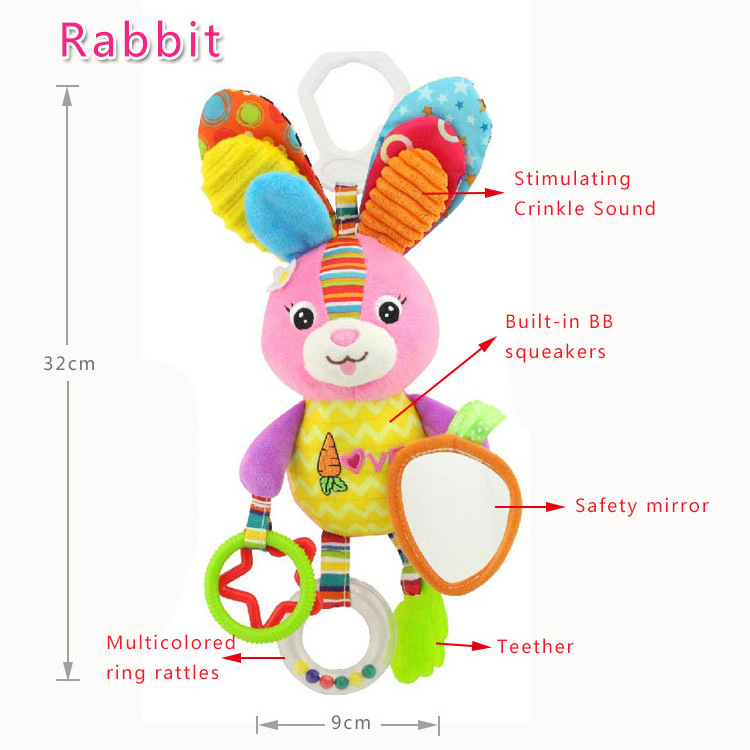 H026D Rabbit Teether Stroller Hanging Baby Rattles Soft Toy