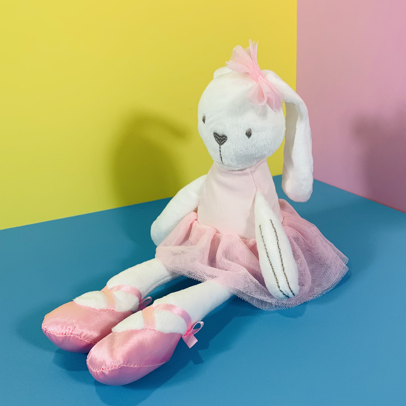 White long leg rabbit plush doll soft toy stuffed animals with Pink skirt Ballet Rabbit B021V