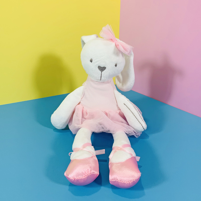 White long leg rabbit plush doll soft toy stuffed animals with Pink skirt Ballet Rabbit B021V