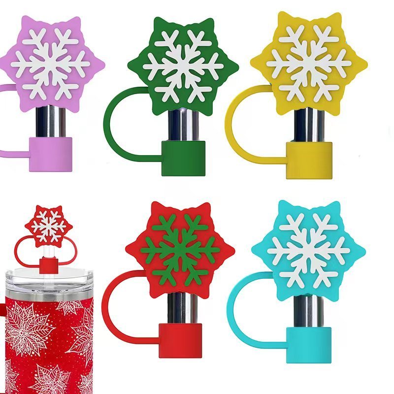 hot sale cup drinking silicone Christmas straw cover  topper charms