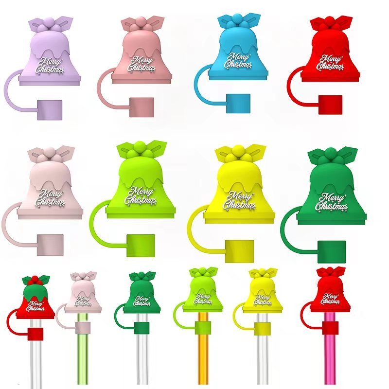 hot sale cup drinking silicone Christmas straw cover  topper charms