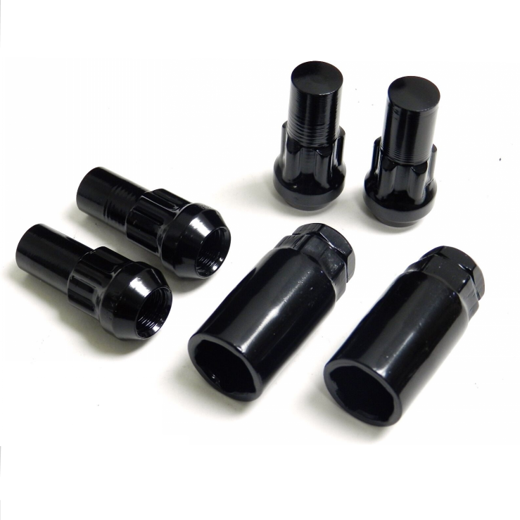 Stainless Steel304 Aluminum6061 18-8 Steel Inconel Monel Kovar Invar Motorcycle Tire Extended Black Steel Lug Nut Lock Set