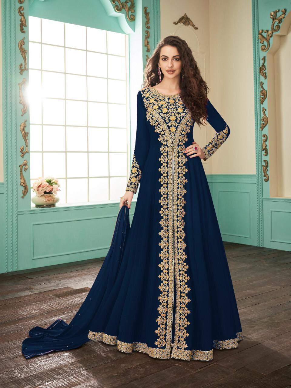 Latest Silk Custom Size Silver Pakistani Long Anarkali Suits For Wedding Designer Dresses Manufacturer 2023 DGB Export india