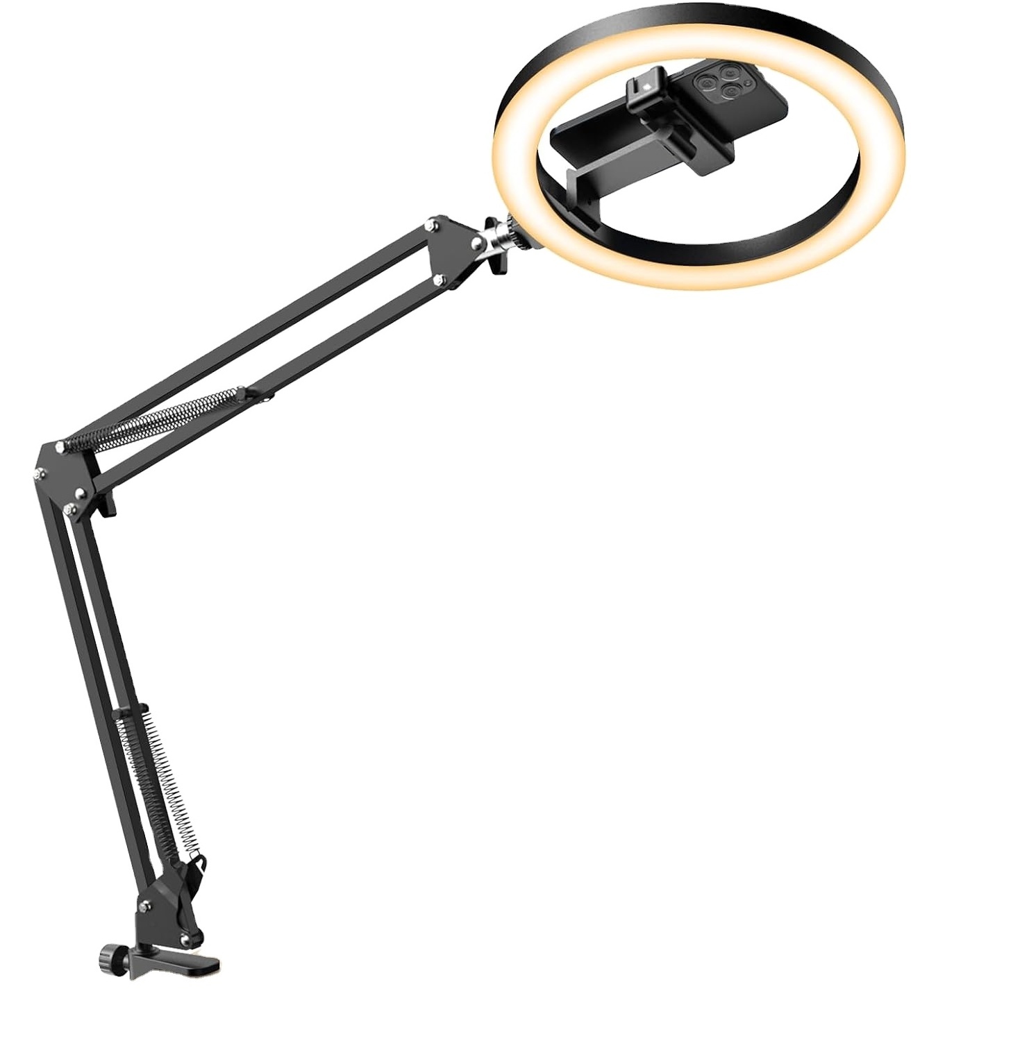 Upgrade Ring Light Overhead  with Stand and Phone Holder10Circle LED Portable Ring Light with Remote Control for Video Recording