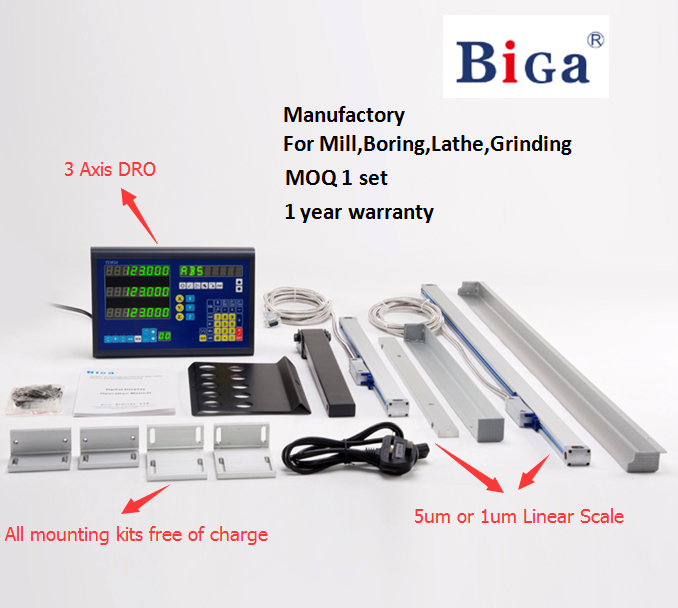 BiGa High Quality Milling Machine 3 Axis Lathe Sino Digital Readout System DRO