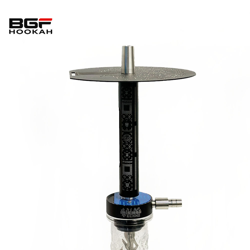 Hot Sale Good Quality Blue 50CM Geometry Minimal Techno Hookah Shisha Smoking Set Stainless Steel Hookah