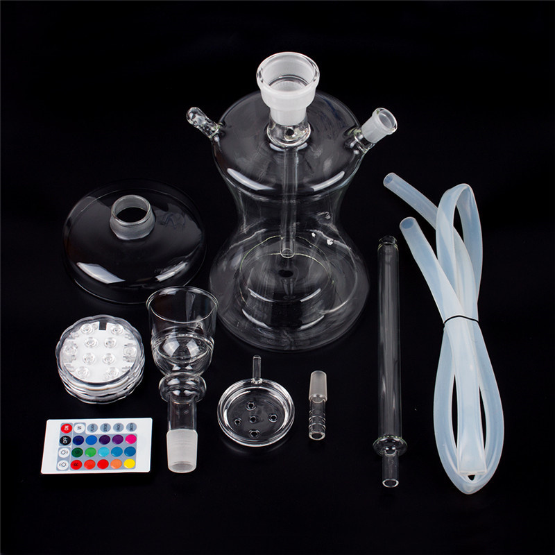 Russian Style Hookah Glass Shisha Nargila With LED Light Water Pipes Smoking Tobacco Sheesha Chicha Cachimba Complete Shisha