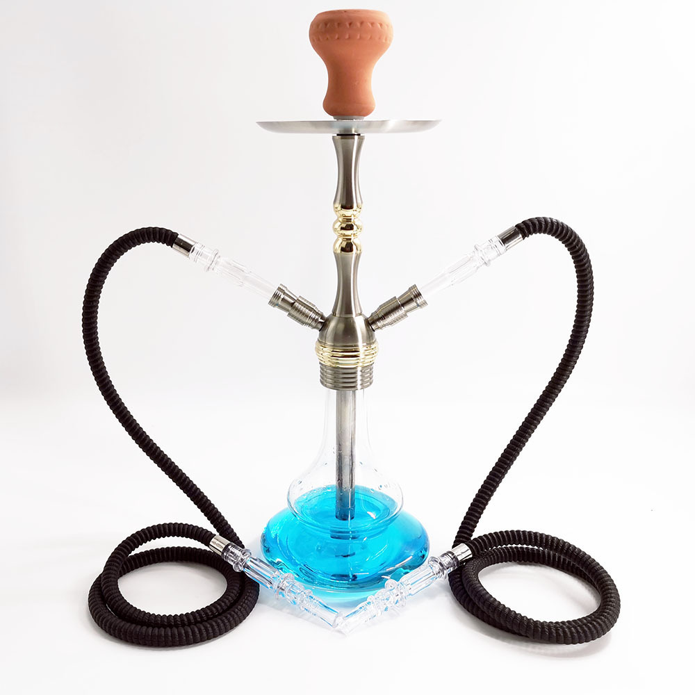 2022 New Premium Glass Vase Hookah shisha with 2 hose pipe