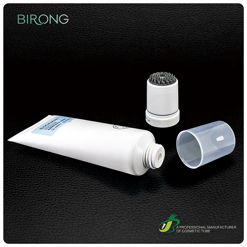 BiRong Empty Cosmetic Soft Tube with Massage Silicone Brush Applicator for Face Wash Facial Cleaner