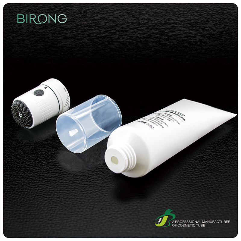 BiRong Empty Cosmetic Soft Tube with Massage Silicone Brush Applicator for Face Wash Facial Cleaner