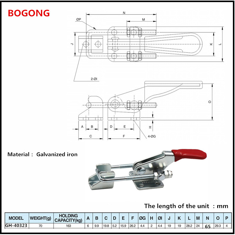 BOGONG GH-40323  Latch-Action Toggle Clamp  Quick Release U Bolt Self-lock Catch Clip 360 lbs Capacity toggle clamp latch