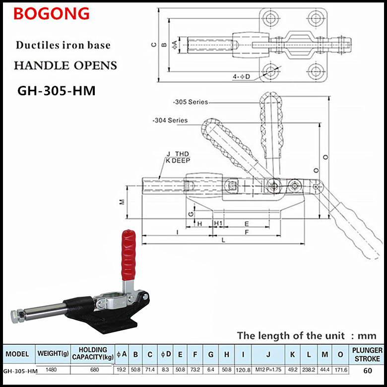 BOGONG GH-305-HM  Hand Tool Push Pull Action Toggle Clamp  Quick Release Clamp 680kg Holding Capacity   305HM Push/Pull Toggle