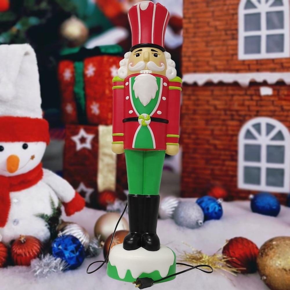 Blow Mold Christmas Decorations Plastic PP Nutcracker Soldier Ornaments Christmas Outdoor Interior Decoration with Lights