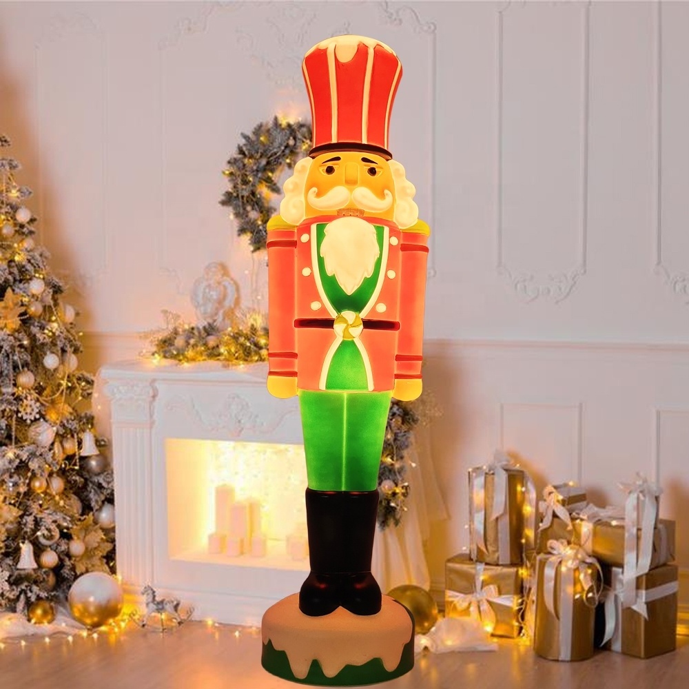 Blow Mold Christmas Decorations Plastic PP Nutcracker Soldier Ornaments Christmas Outdoor Interior Decoration with Lights