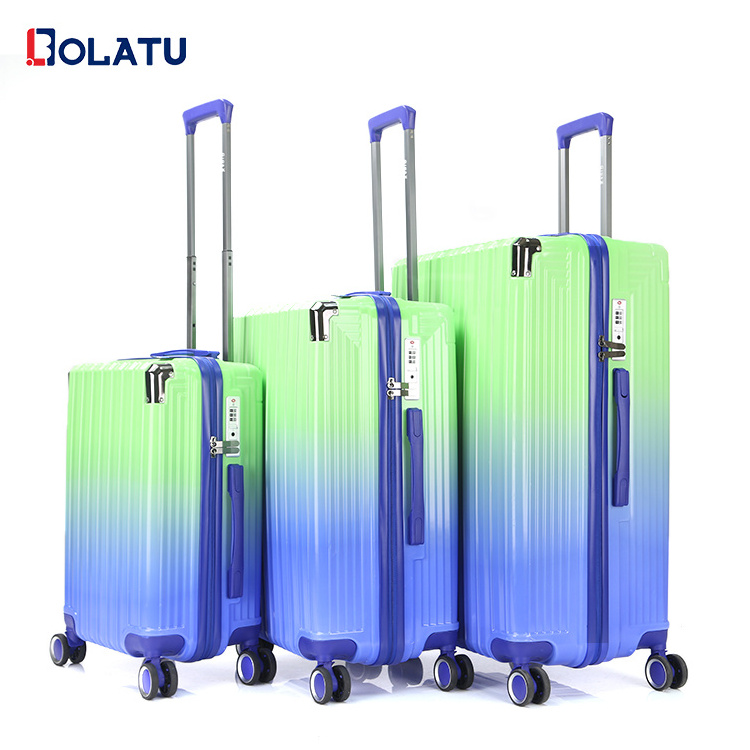 2024 hot sale Lightweight ABS+PC Gradient film print design luggage sets pink luggage 20/24/28 3pcs set for Travel