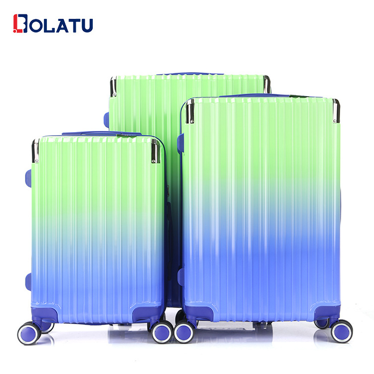 2024 hot sale Lightweight ABS+PC Gradient film print design luggage sets pink luggage 20/24/28 3pcs set for Travel