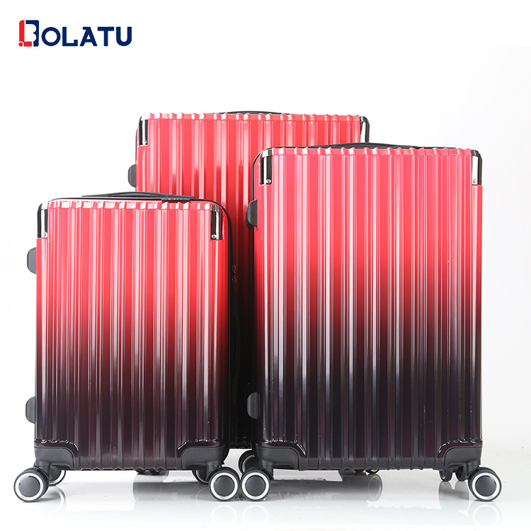 2024 hot sale Lightweight ABS+PC Gradient film print design luggage sets pink luggage 20/24/28 3pcs set for Travel