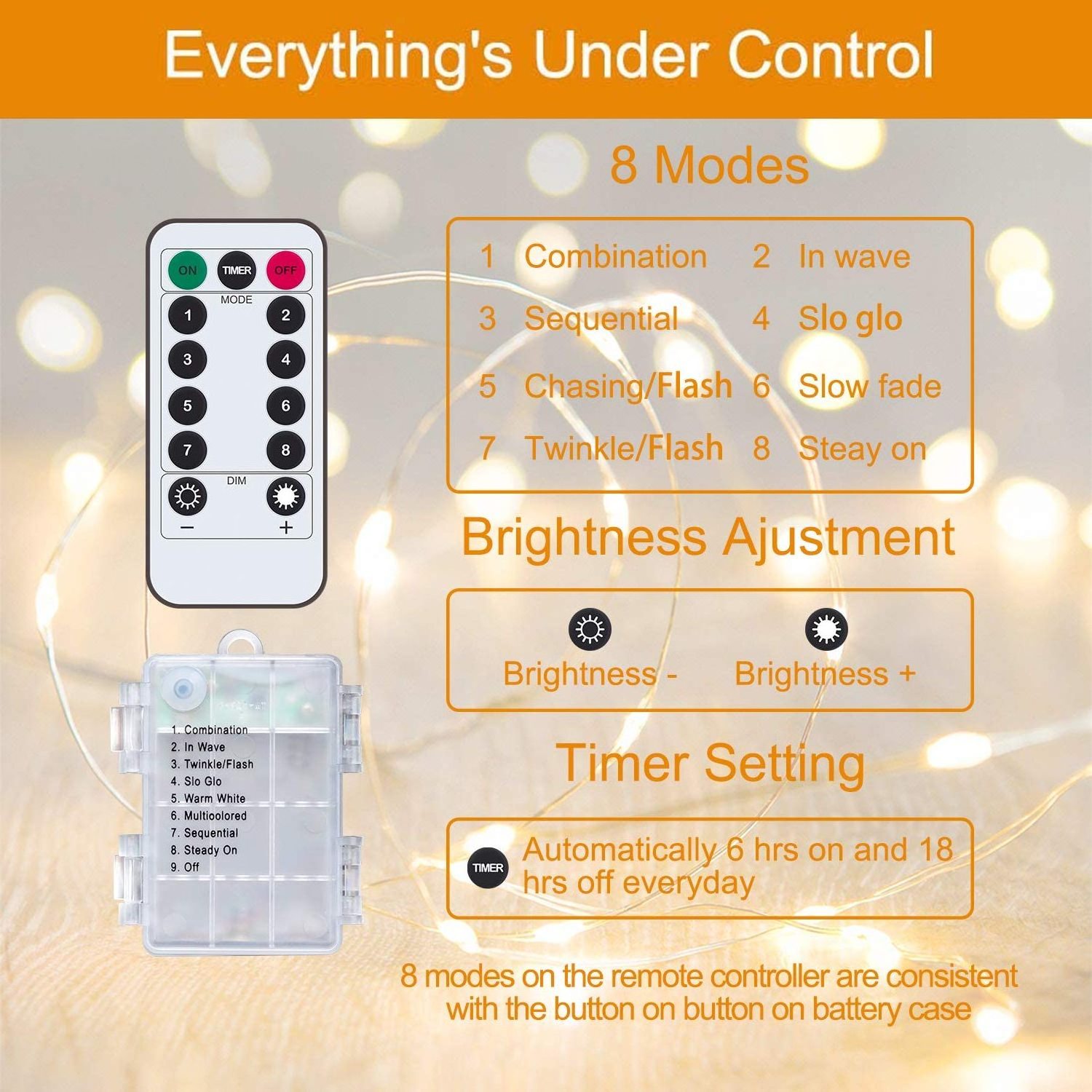 Remote Control 20M 200LEDs 8 Mode Timer Waterproof Battery Operated  Christmas Lights LED Fairy Copper Wire String Light