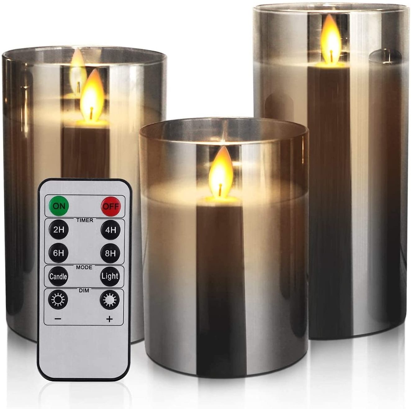 Flameless Led Candles Flickering  Battery Operated with Timer Remote Glass Effect for Festival Wedding Home Party Decor