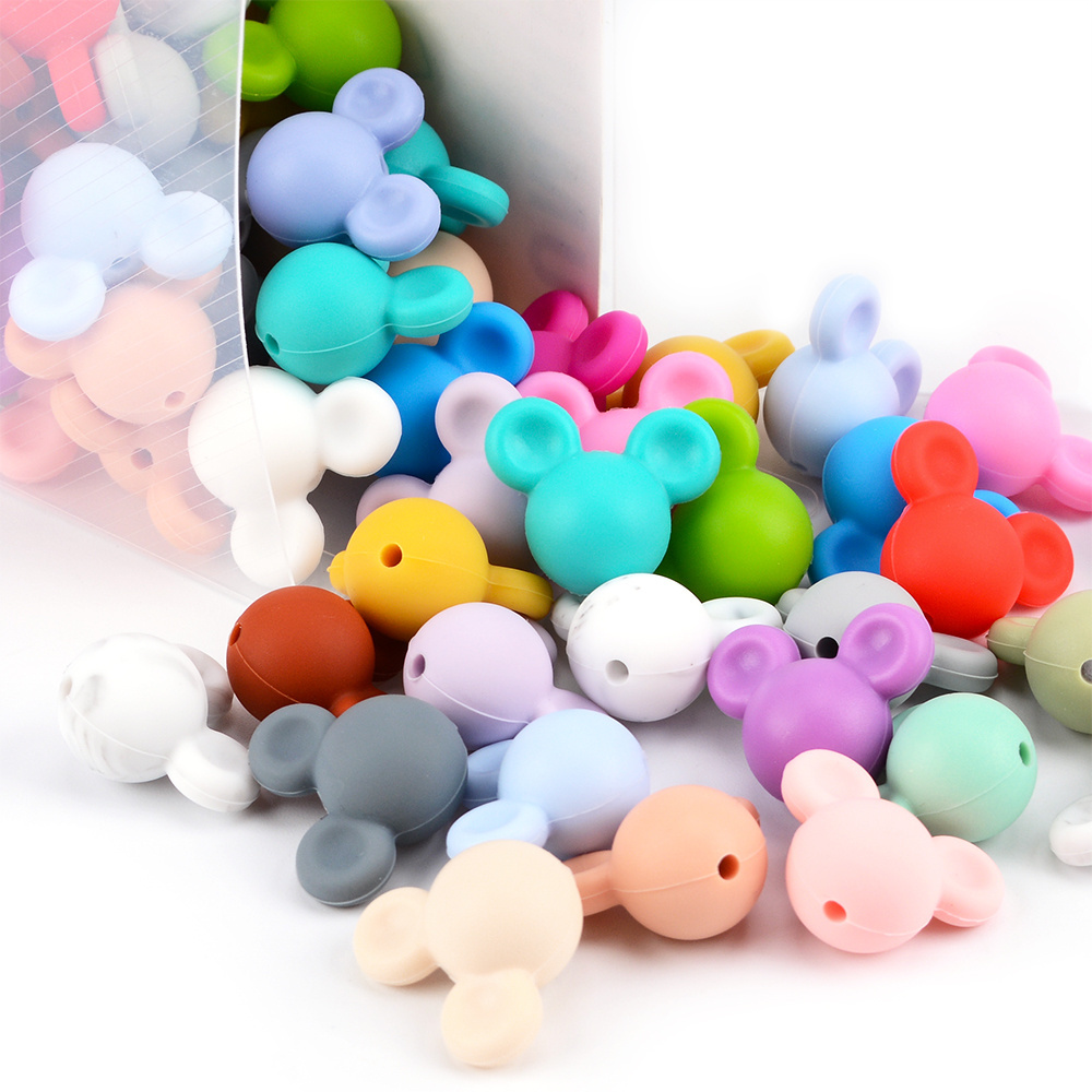 Wholesale Loose Food Grade Silicone Beads for Pacifier BPA Free Silicone Beads Animal Shaped Soft Silicone Baby Teething Beads