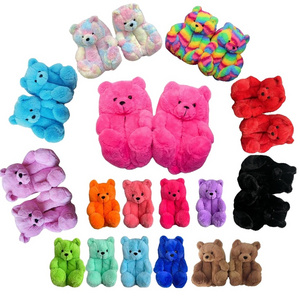 Wholesale Kids adult Teddy Bear Slippers for women girls Plush New Style Slippers Women Girls House Teddy Bear Slippers