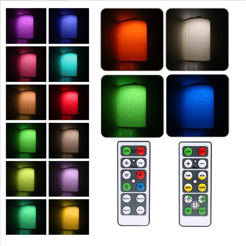 Battery Operated Wall Lights Rechargeable RGB Colors Dimmable Wall Sconces with Remote Control Wireless LED Wall Lamp 2 Pcs