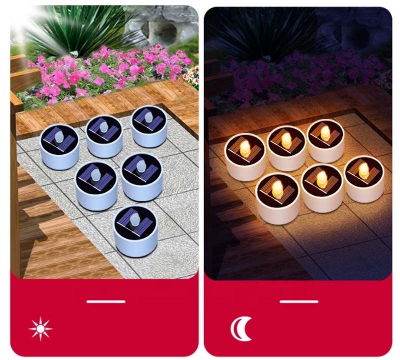 Solar Flameless LED Candle Lights Simulation Flameless Flickering Tea Lights Outdoor Garden Light Romantic Wedding Party Decor