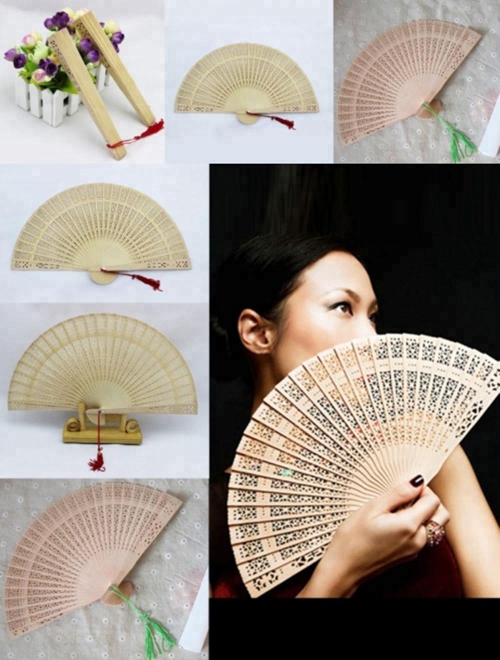 Gold Color Wooden Fan Wedding/Personalized Folding Hand Fan With Gift Organza Bag