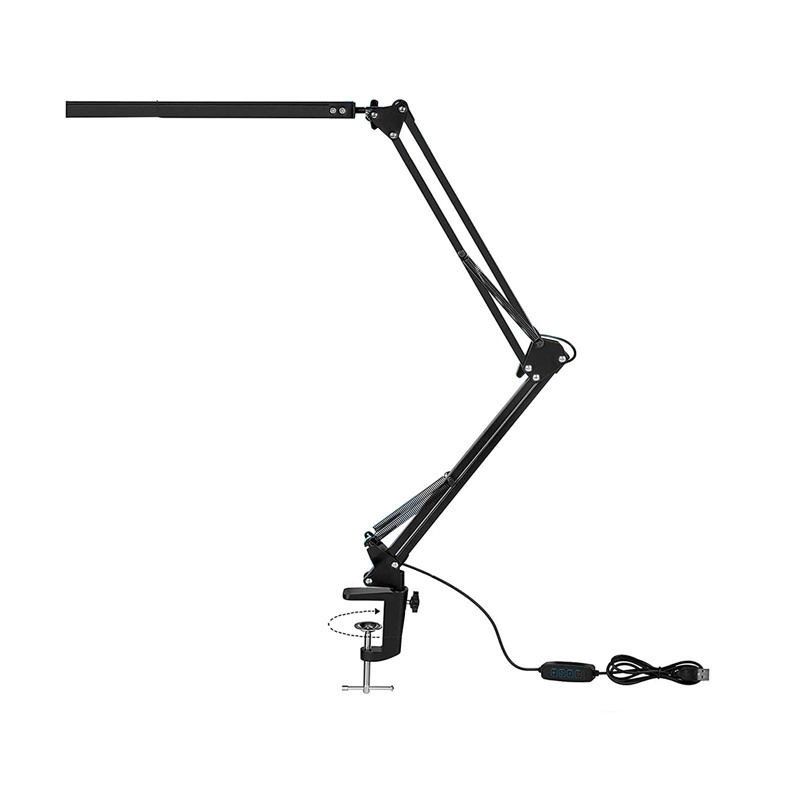 LED Desk Lamp with Clamp Desk Light Metal Swing Arm Desk Lamp Eye-Care Dimmable USB Table Lamp for Study, Office, Working