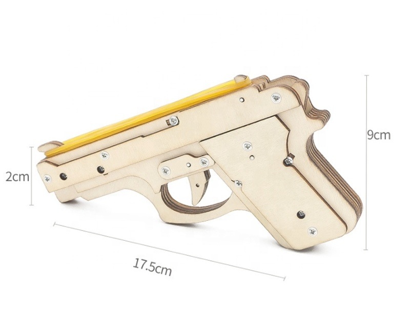 DIY Toys Rubber Band Gun Environmental Wood Model Toy Accessories For Science Experiment Kit Physics Toy For Kids