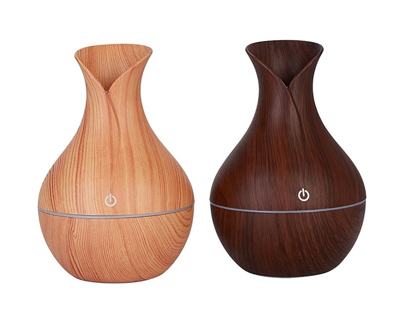 Home Office Essential Oil  LED Wood Grain Practical Portable Vase Shape Ultrasonic Humidifier