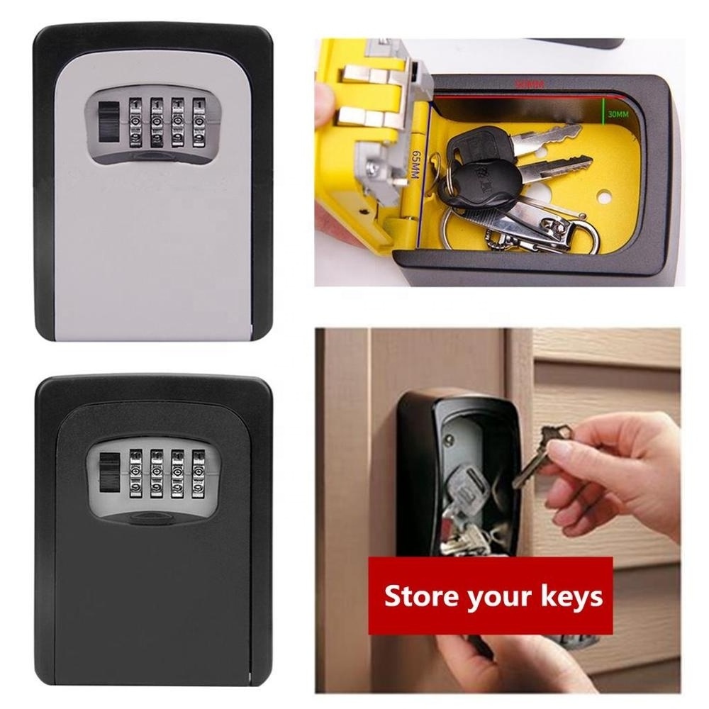 Custom Key Box Weatherproof 4 Digit Combination Key Storage Lock Box Indoor Outdoor Password Lock Hidden Keys Storage Box