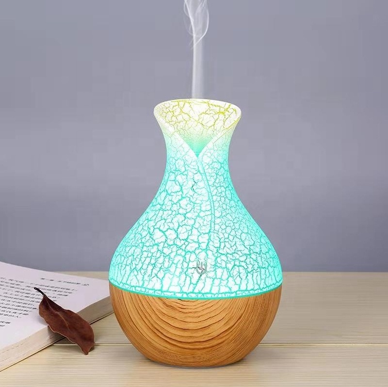 Home Office Essential Oil  LED Wood Grain Practical Portable Vase Shape Ultrasonic Humidifier