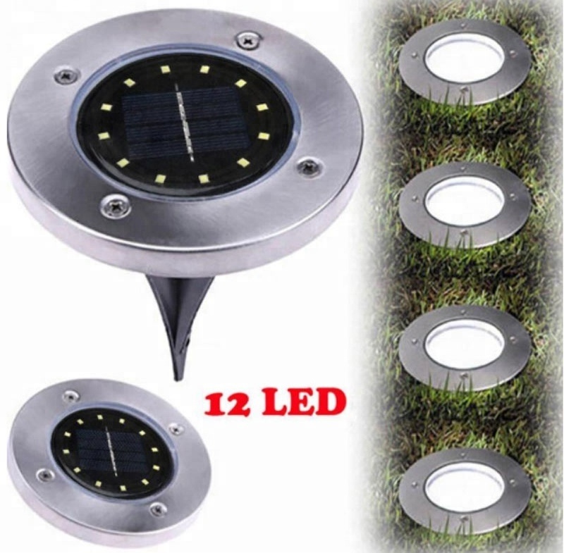 12LED Solar Power Disk Lights Buried Light Outdoor Under Ground Waterproof Lamp LED Buried lamps for Garden Lawn Yard