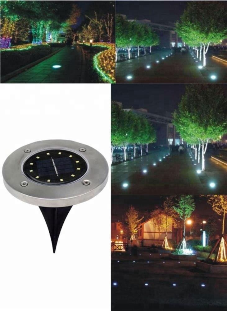 12LED Solar Power Disk Lights Buried Light Outdoor Under Ground Waterproof Lamp LED Buried lamps for Garden Lawn Yard