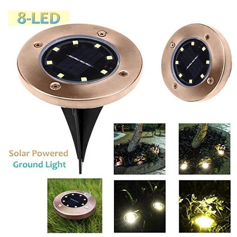 Bronze 4/8 LED Solar Power Buried Light Under Ground Lamp Waterproof Outdoor Security Light Path Way Garden Lawn Yard Lighting