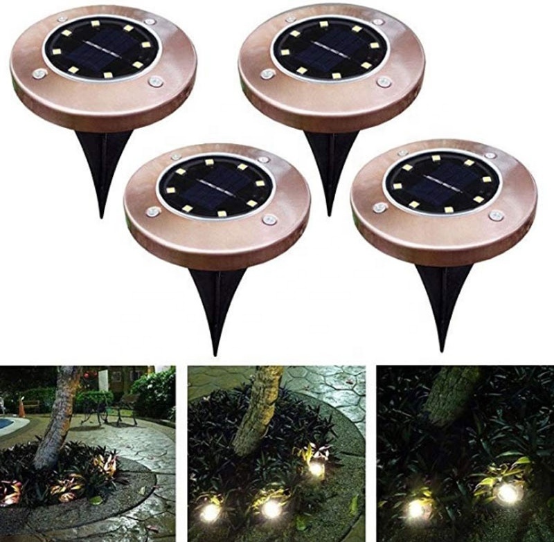 Bronze 4/8 LED Solar Power Buried Light Under Ground Lamp Waterproof Outdoor Security Light Path Way Garden Lawn Yard Lighting